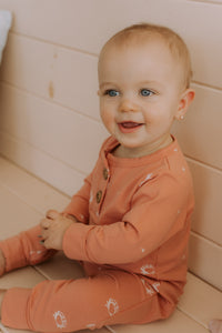 Onesie évolutif rose corail motif crabes