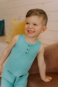 Grow-with-me azure blue romper