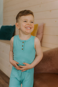 Grow-with-me azure blue romper