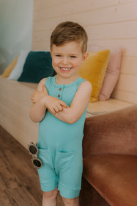 Grow-with-me azure blue romper