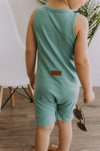 Grow-with-me azure blue romper