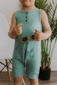 Grow-with-me azure blue romper
