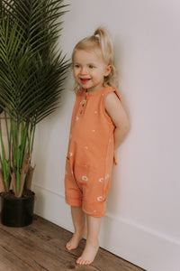 Romper évolutif rose corail motif crabes