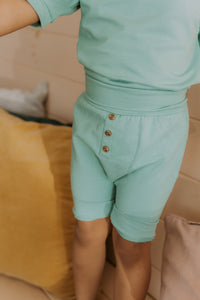 Grow-with-me azure blue shorts
