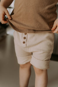 Short/capri évolutif crème en bambou côtelé