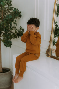 Ocher evolutive jogger in organic cotton fleece