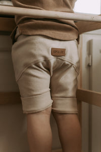 Short/capri évolutif crème en bambou côtelé