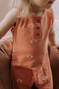 Romper évolutif rose corail motif crabes