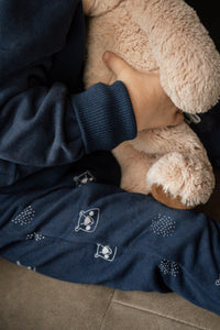 Grow-with-me marine blue with polar bear print jogger