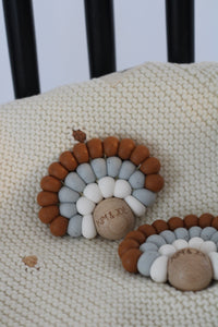 Rainbow wooden and silicone teething toy