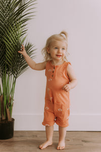 Romper évolutif rose corail motif crabes