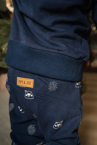 Grow-with-me marine blue with polar bear print jogger