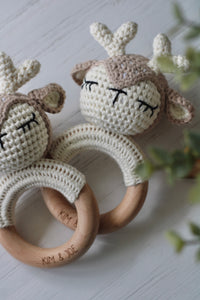Crocheted deer rattle