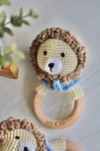 Crocheted lion rattle