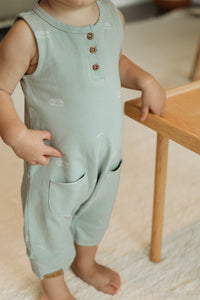 Evolutive sage patterned romper