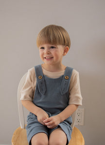 Salopette évolutive courte pour bébé/enfant en bambou côtelé 