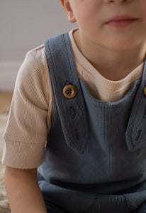 Salopette évolutive courte pour bébé/enfant en bambou côtelé 