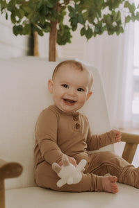 Evolutive sand bamboo onesie