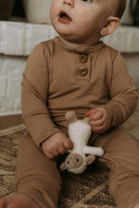 Evolutive sand bamboo onesie